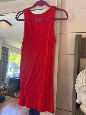 Athleta Red Ribbed Tank Mini Dress